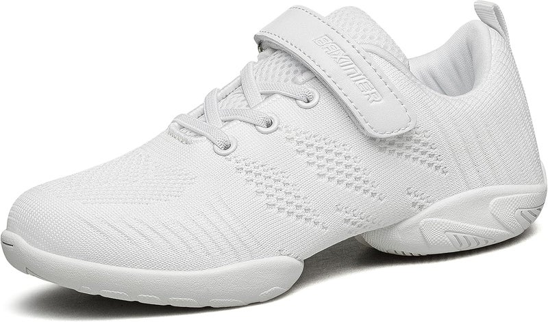 BAXINIER Girls White Cheerleading Dance Shoes Breathable Youth Cheer Competition Sneakers Athletic Training Tennis Shoes - Image 1